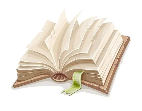 Old open book spread with blank paper Stock Illustration
