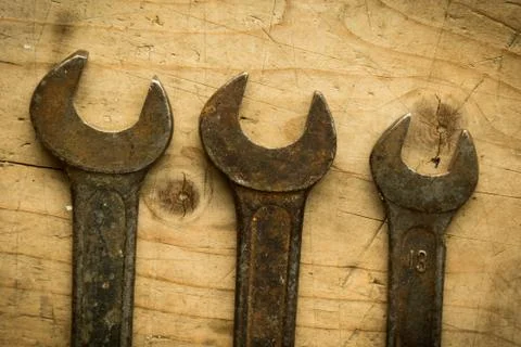 Old open end wrenches Stock Photos
