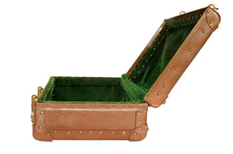 Old open suitcase isolated Stock Photos