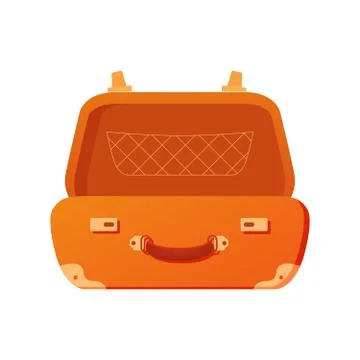 Old open suitcase on white isolated background. Luggage of the traveler. Illustration