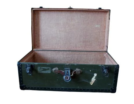 Old open trunk, isolated on white Stock Photos