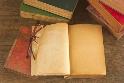 Old opened book with blank pages Stock Photos