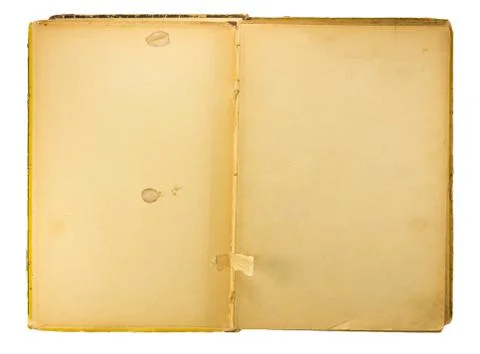 Old opened book isolated on white background Stock Photos