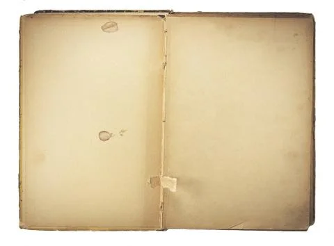 Old opened book isolated on white background Stock Photos