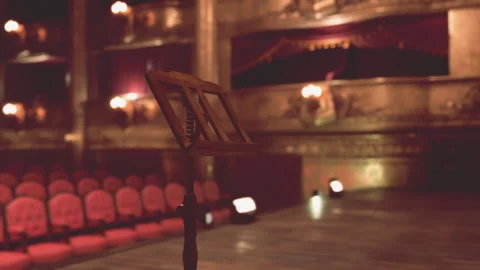 Old opera house stage with empty seats waiting for a performance to start Stock Footage 327193366