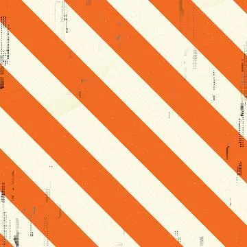 Old orange and white diagonal striped paper square background with ink stai.. Stock Illustration