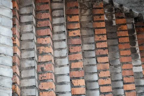 Old orange brick wall texture background pattern Stock Photos