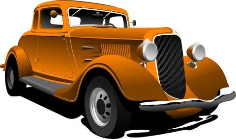 Old  orange car. sedan. vector illustration Stock Illustration