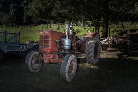 Old orange tractor Stock Photos