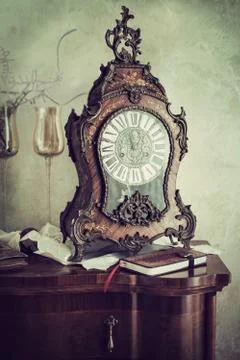Old ornate mantle clock Stock Photos