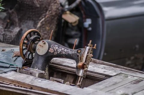Old ornate sewing machine Stock Photos