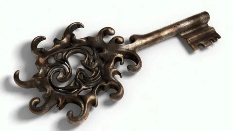 Old Ornated Scratched Key 3D Model