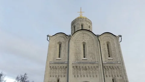 Old orthodox white stoned cathedral Stock Footage 71502325