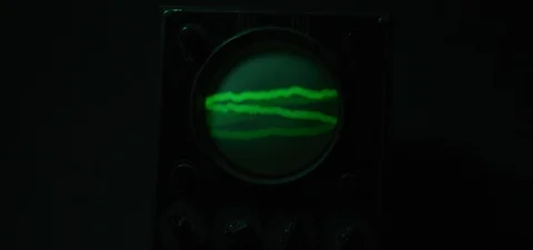 Old Oscilloscope Showing Lined Patterns 3 Stock Footage 113072358