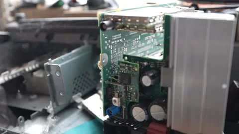 Old outdated electronics from vintage car sitting on the shelf Stock Footage 290318904