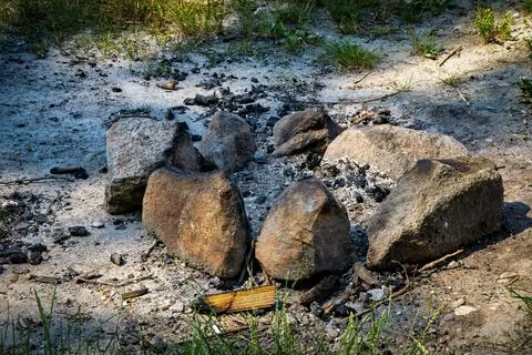 Old outdoor campfire pit Stock Photos