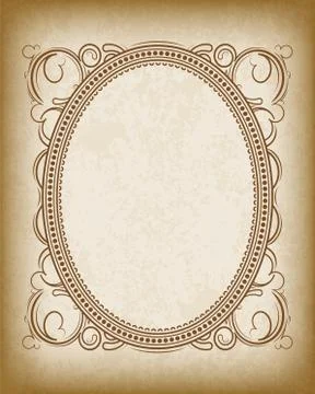 Old oval frame with the blacked out edges and a blank space for text. Retro v Stock Illustration