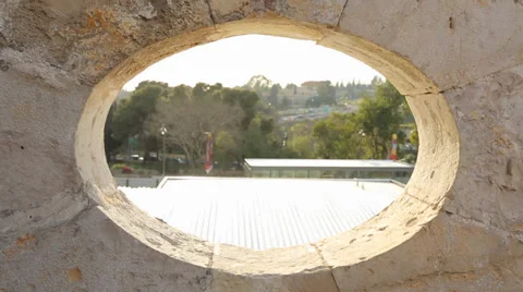 Old oval window fix frame Stock Footage 37558680