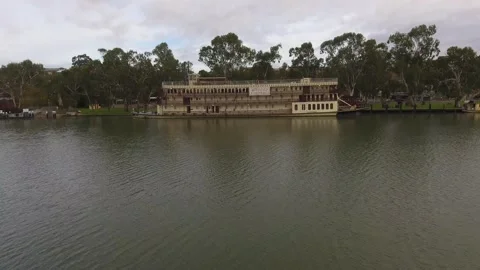 Old paddle steamer boat Stock Footage 279296752