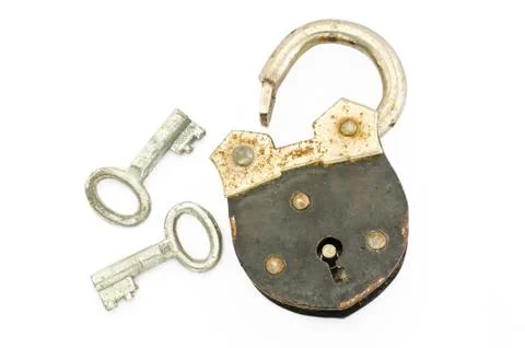 Old padlock and key Stock Photos