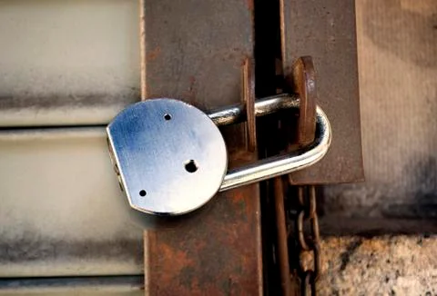 Old padlock close-up Stock Photos