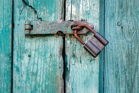 Old padlock closeup. Stock Photos