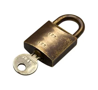 Old padlock isolated on white, clipping path included Stock Photos