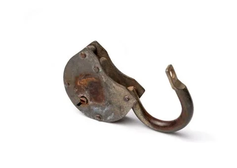 Old padlock on a white background Stock Photos