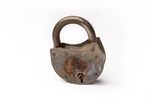 Old padlock on a white background Stock Photos
