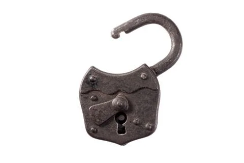 Old padlock on a white Stock Photos