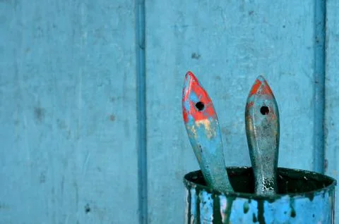 Old paint brush 스톡 사진