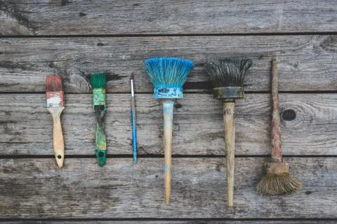 Old paint brushes Stock Photos