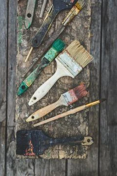 Old paint brushes Stock Photos
