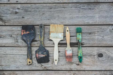 Old paint brushes Stock Photos