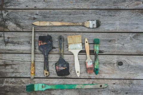 Old paint brushes Stock Photos