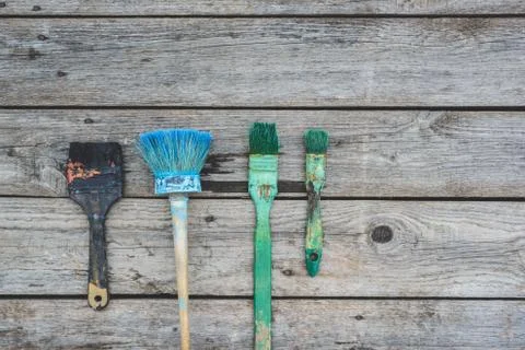 Old paint brushes Stock Photos