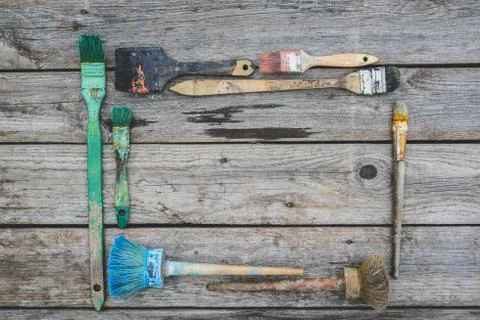 Old paint brushes Stock Photos