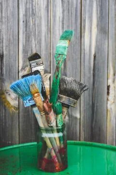 Old paint brushes Stock Photos