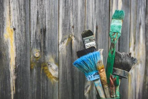 Old paint brushes Stock Photos
