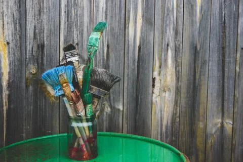 Old paint brushes Stock Photos