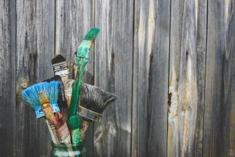 Old paint brushes Stock Photos