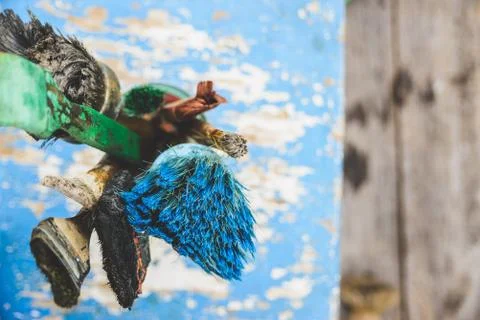 Old paint brushes Stock Photos