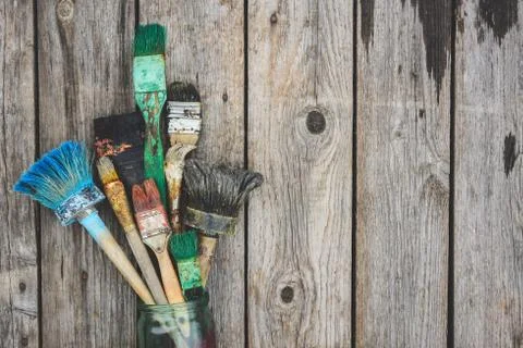 Old paint brushes Stock Photos