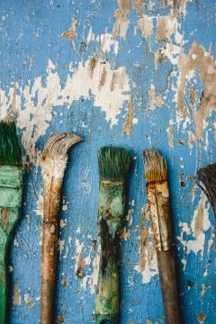 Old paint brushes Stock Photos