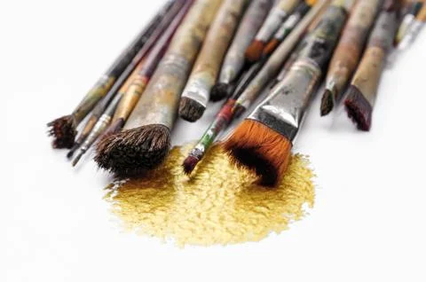 Old paint brushes Stock Photos