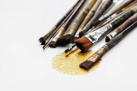 Old paint brushes Stock Photos