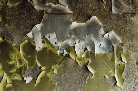 Old paint on the wall, burned after a fire Stock Photos