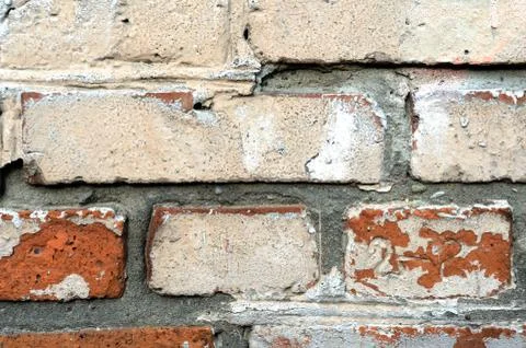 Old painted brick wall background. Brick wall texture Stock Photos