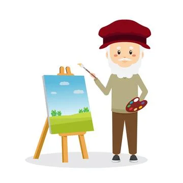 Old Painter Cartoon Character Ilustración de archivo