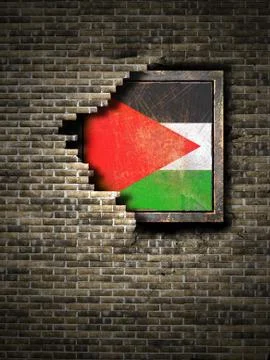 Old Palestine flag in brick wall Stock Illustration
